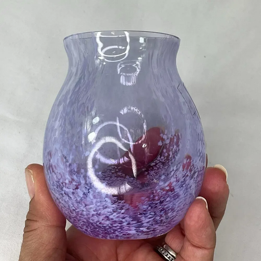 Caithness Purple With Speckled hand Blown Glass Mini Floral Vase Made Scotland